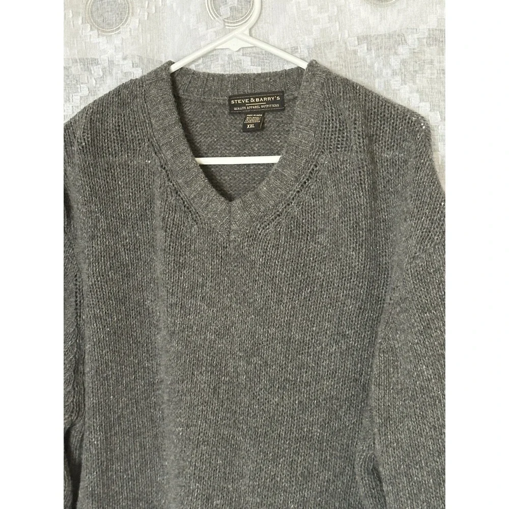 Steve & Barry's Wool V-Neck‎ Sweater  XXL Classic Preppy Academic Heritage Dad